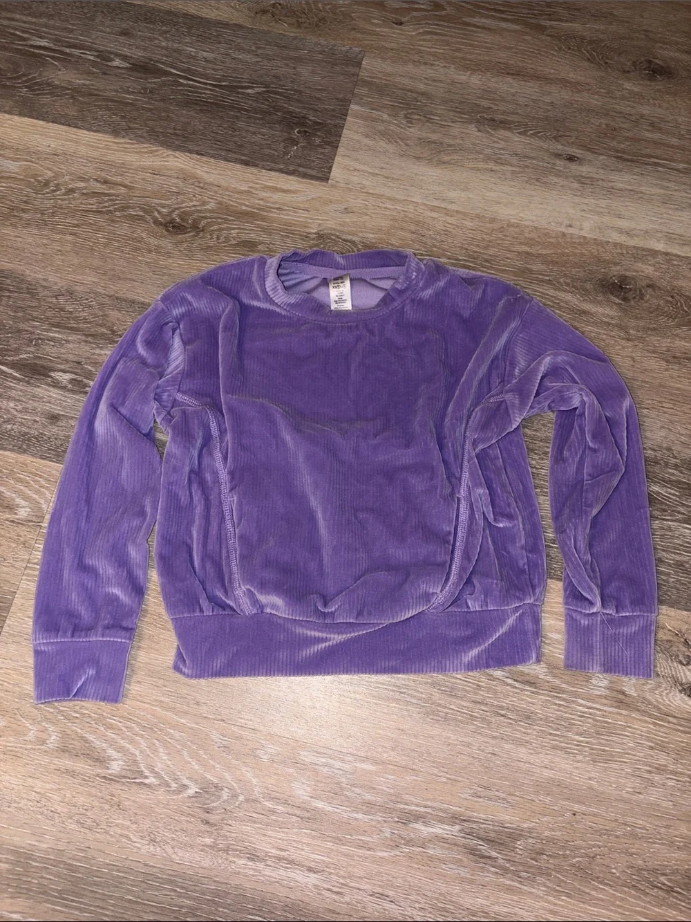 Rib Velour Crewneck Sweater in Lavender